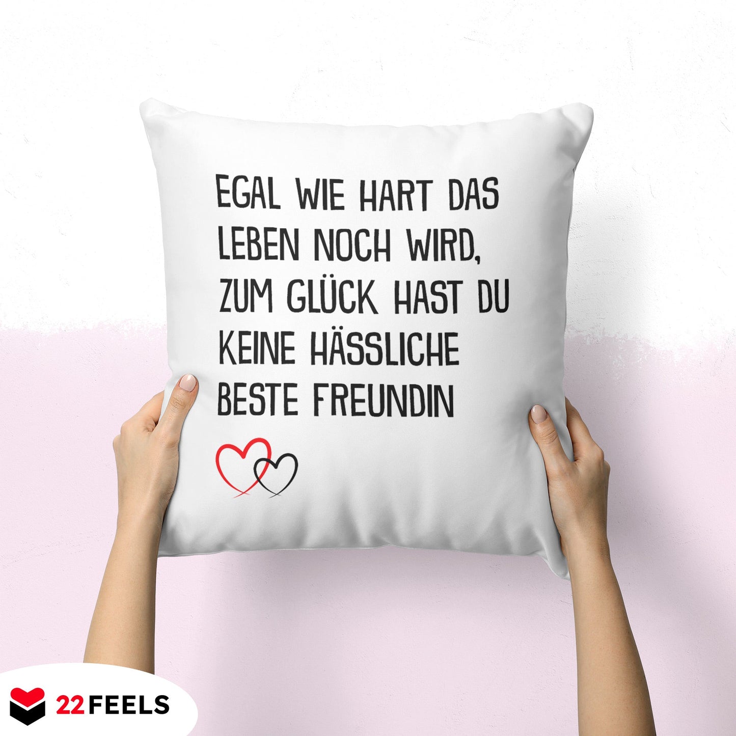 22Feels® Beste Freundin Geschenk - Kissen mit Spruch (Weiss 40x40cm)-Kissen Weiss 40x40-22Feels
