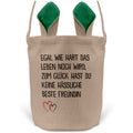 22Feels® Beste Freundin BFF Osterkorb mit Henkel Ostergeschenk Tragetasche Ostern Deko Osternest Körbchen Hasenohren (Beige/Grün)-Ostern Tragetasche-22Feels