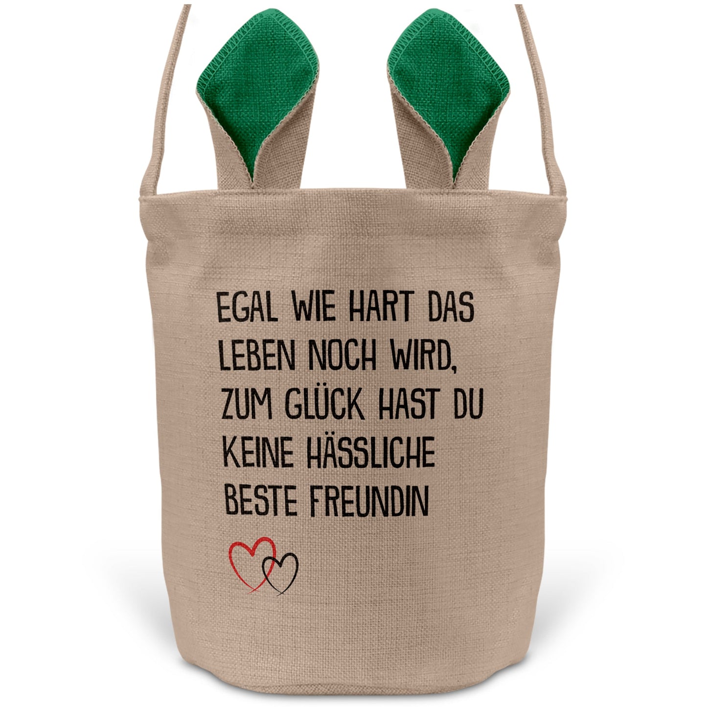 22Feels® Beste Freundin BFF Osterkorb mit Henkel Ostergeschenk Tragetasche Ostern Deko Osternest Körbchen Hasenohren (Beige/Grün)-Ostern Tragetasche-22Feels