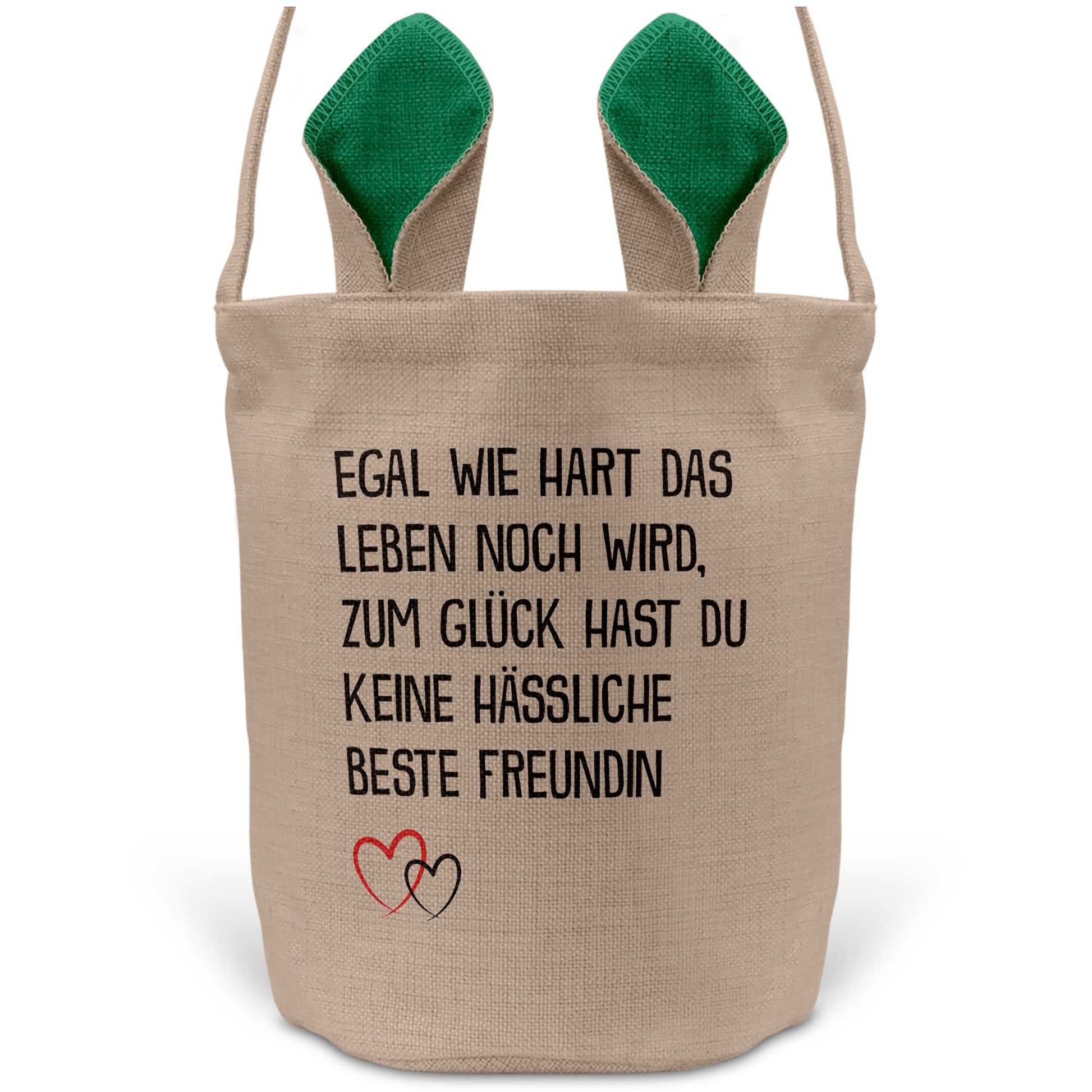 22Feels® Beste Freundin BFF Osterkorb mit Henkel Ostergeschenk Tragetasche Ostern Deko Osternest Körbchen Hasenohren (Beige/Grün)-Ostern Tragetasche-22Feels