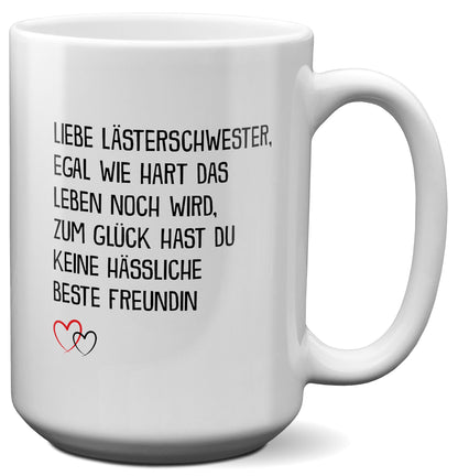 22Feels® Beste Freundin Geschenk - XL Tasse mit Spruch: Egal wie hart das Leben noch wird (Weiss, 440ml)-Weisse XL Tasse 440ml-22Feels