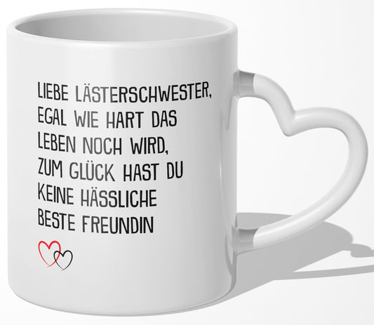 22Feels® Geschenk für Beste Freundin - Tasse mit Spruch (Herzhenkel, Weiss, 320ml)-Tasse Weiss Herzhenkel 320ml-22Feels