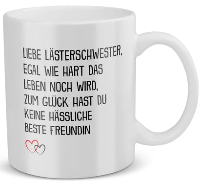 22Feels® Geschenk für Beste Freundin - Tasse mit Spruch: Egal Wie Hart (Weiss, 320ml)-Weisse Tasse 320ml-22Feels
