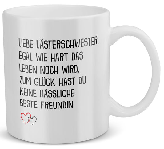 22Feels® Geschenk für Beste Freundin - Tasse mit Spruch: Egal Wie Hart (Weiss, 320ml)-Weisse Tasse 320ml-22Feels