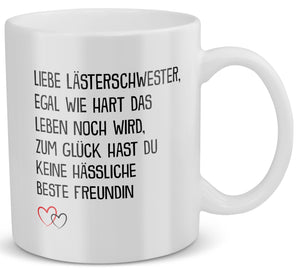 22Feels® Geschenk für Beste Freundin - Tasse mit Spruch: Egal Wie Hart (Weiss, 320ml)-Weisse Tasse 320ml-22Feels