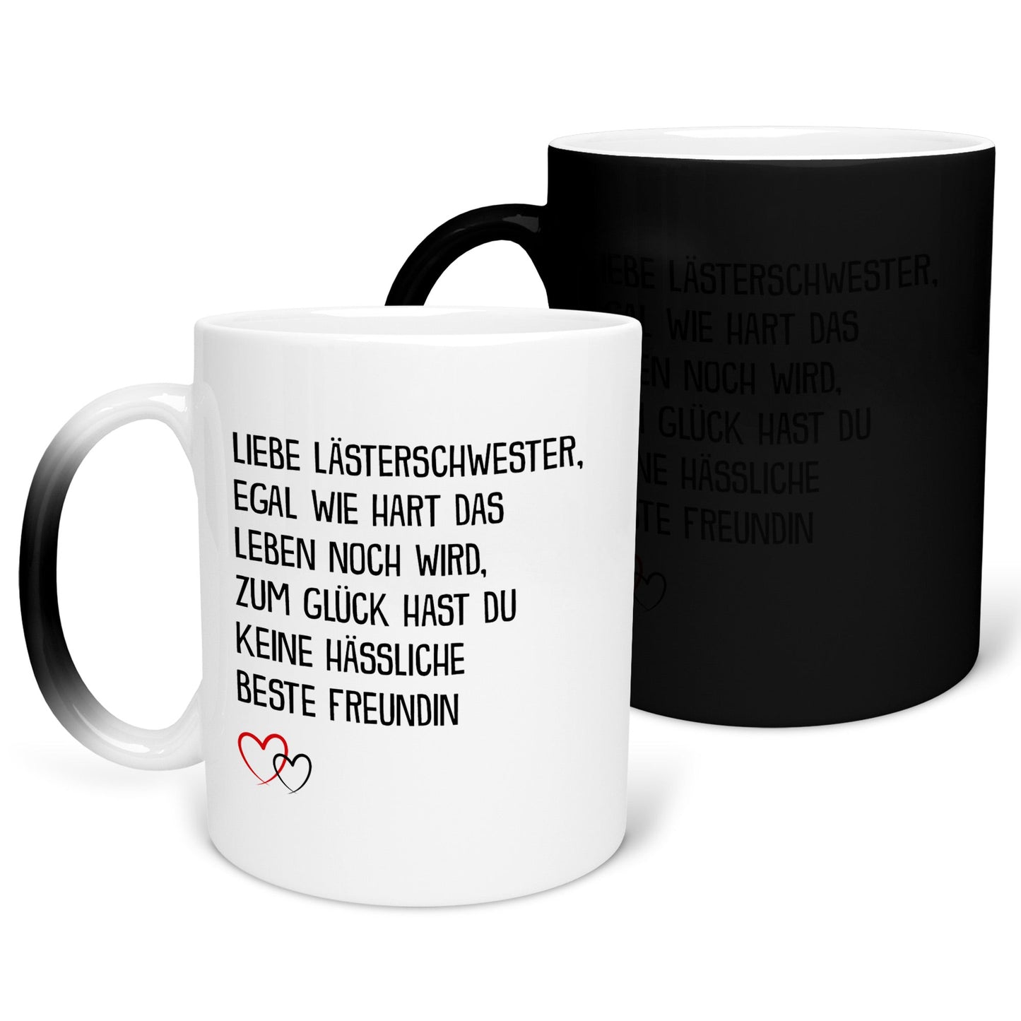 22Feels® Beste Freundin Geschenk - Zaubertasse mit Spruch: Egal wie hart das Leben noch wird (Matt-Schwarz und Weiss, 320ml)-Farbwechsel Tasse Matt 320ml-22Feels