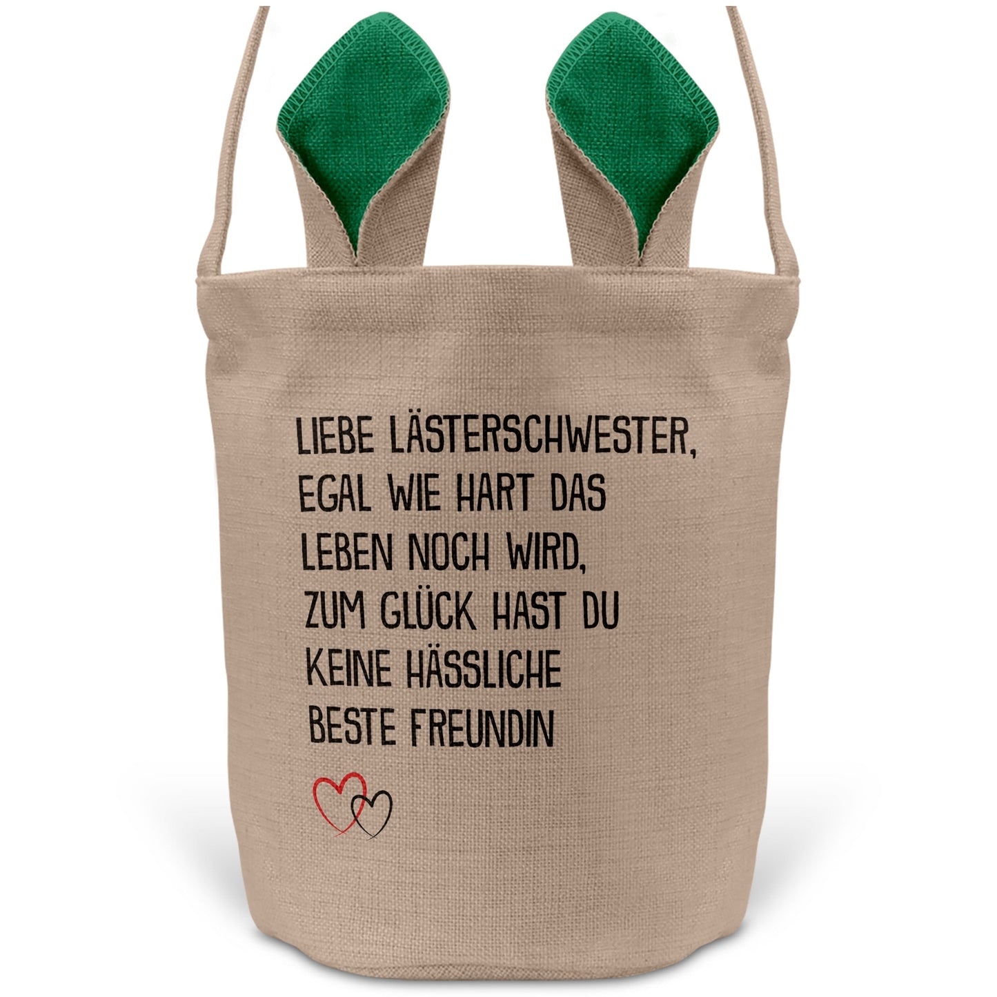 22Feels® Beste Freundin BFF Osterkorb mit Henkel Ostergeschenk Tragetasche Ostern Deko Osternest Körbchen Hasenohren (Beige/Grün)-Ostern Tragetasche-22Feels