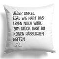 22Feels® Onkel Geschenk vom Neffen - Kissen mit Spruch (Weiss 40x40cm)-Kissen Weiss 40x40-22Feels