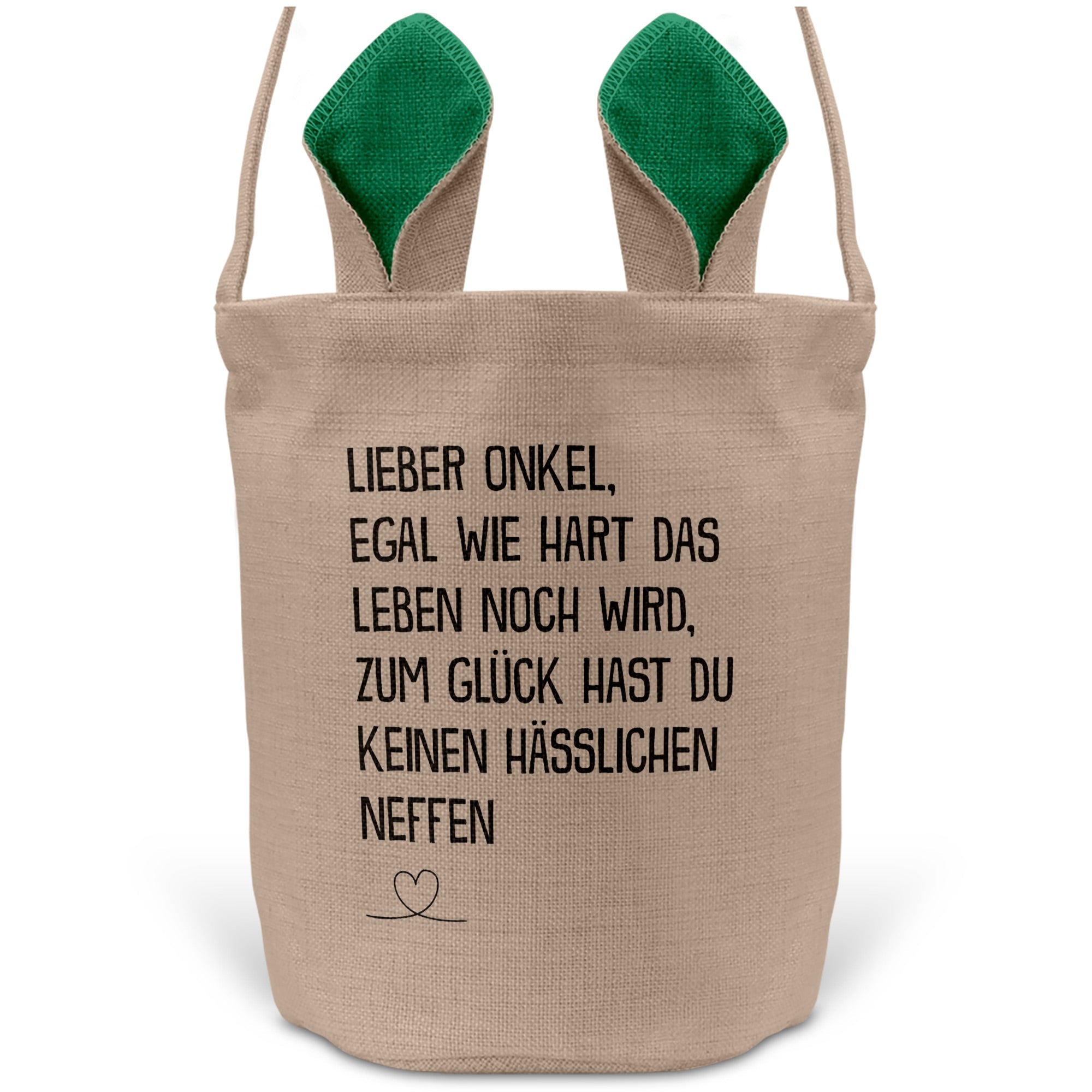 22Feels® Onkel Osterkorb von Neffe mit Henkel Ostergeschenk Tragetasche Ostern Deko Osternest Körbchen Hasenohren (Beige/Grün)-Ostern Tragetasche-22Feels