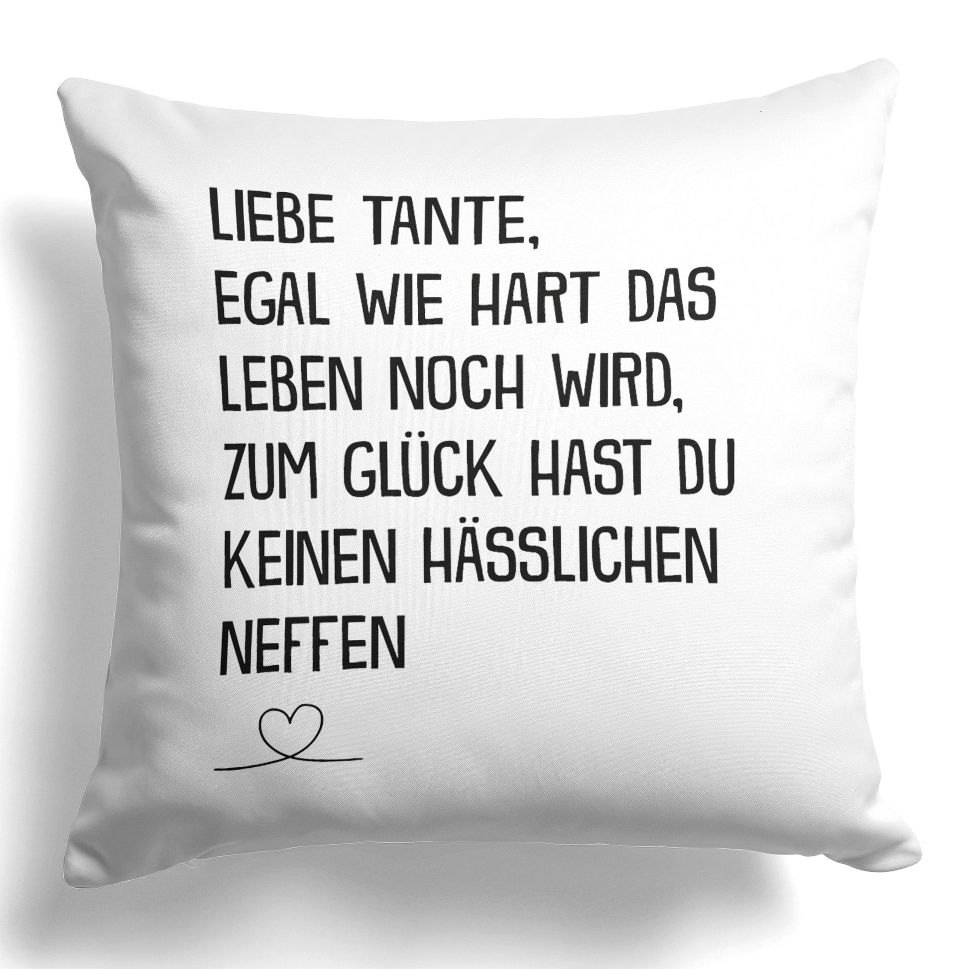 22Feels® Tante Geschenk vom Neffen - Kissen mit Spruch (Weiss 40x40cm)-Kissen Weiss 40x40-22Feels