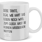 22Feels® Tante Geschenk von Neffe - Tasse mit Spruch: Egal Wie Hart (Weiss, 320ml)-Weisse Tasse 320ml-22Feels