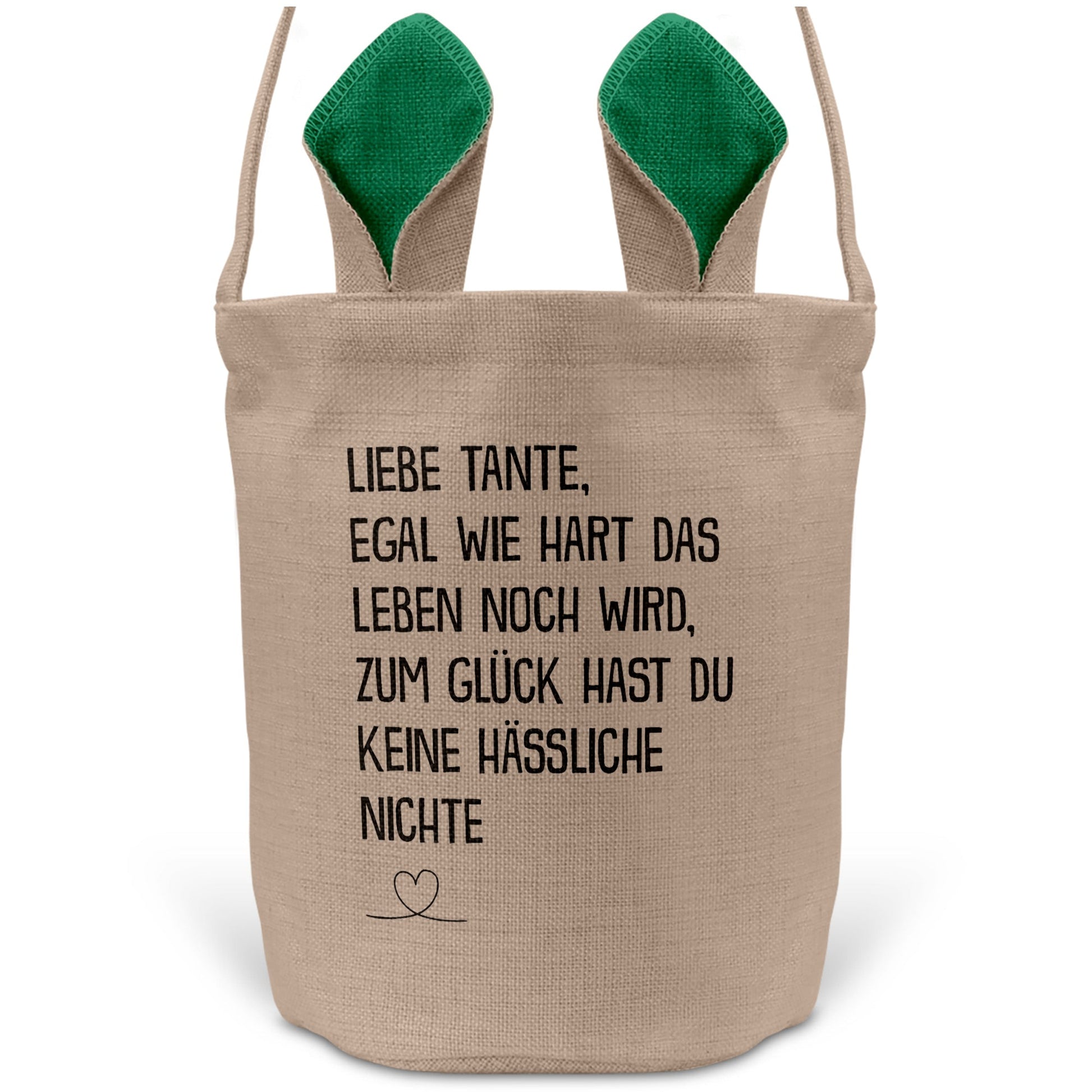 22Feels® Tante Osterkorb von Nichte mit Henkel Ostergeschenk Tragetasche Ostern Deko Osternest Körbchen Hasenohren (Beige/Grün)-Ostern Tragetasche-22Feels