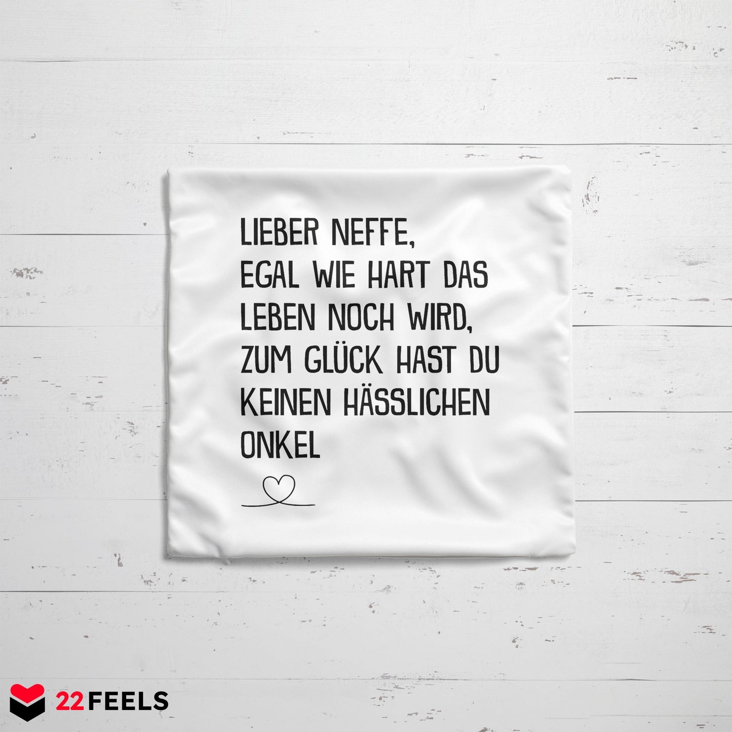 22Feels® Neffe Geschenk vom Onkel - Kissen mit Spruch (Weiss 40x40cm)-Kissen Weiss 40x40-22Feels