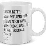 22Feels® Neffe Geschenk von Tante - Tasse mit Spruch: Egal Wie Hart (Weiss, 320ml)-Weisse Tasse 320ml-22Feels