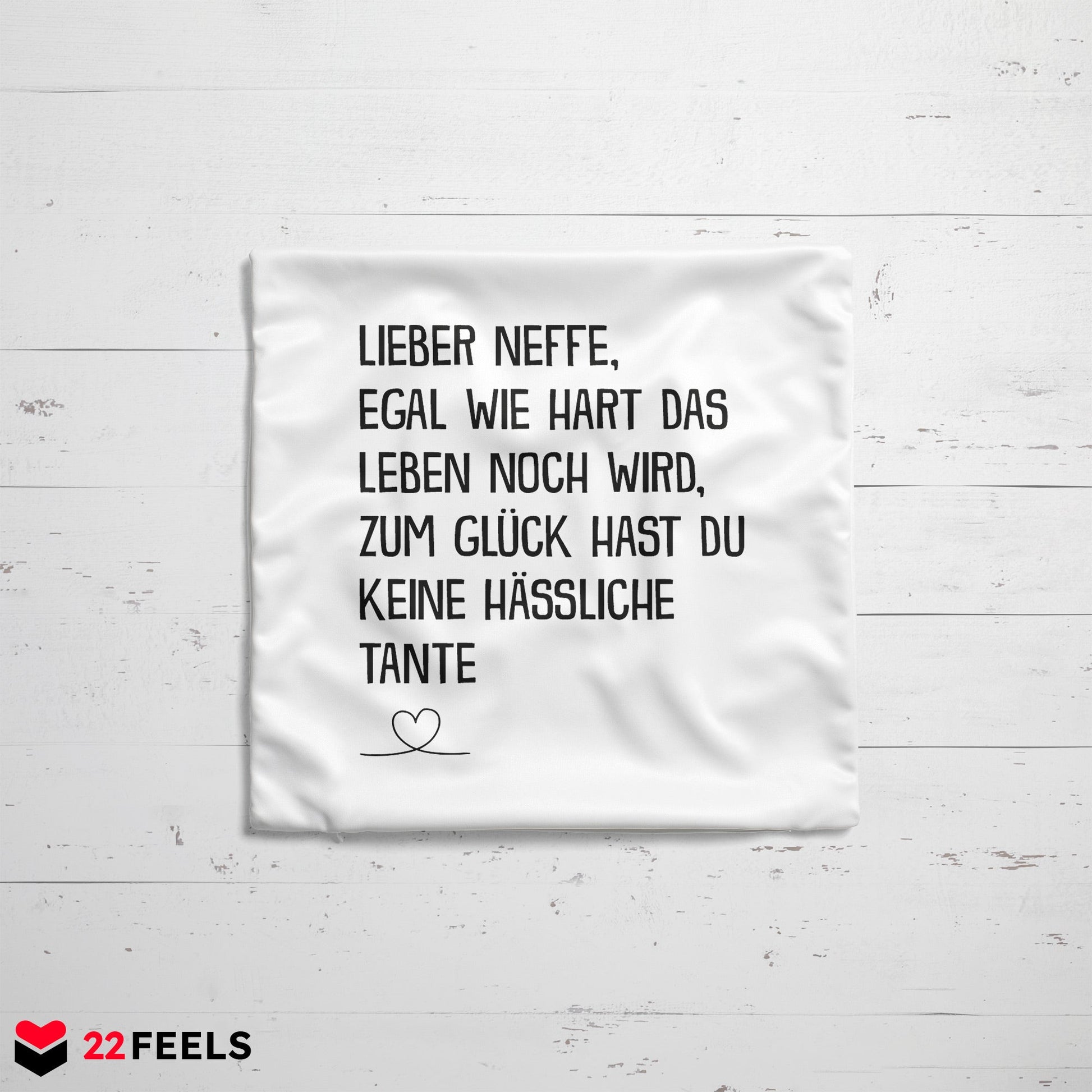 22Feels® Neffe Geschenk von der Tante - Kissen mit Spruch (Weiss 40x40cm)-Kissen Weiss 40x40-22Feels