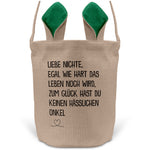 22Feels® Nichte Osterkorb von Onkel mit Henkel Ostergeschenk Tragetasche Ostern Deko Osternest Körbchen Hasenohren (Beige/Grün)-Ostern Tragetasche-22Feels