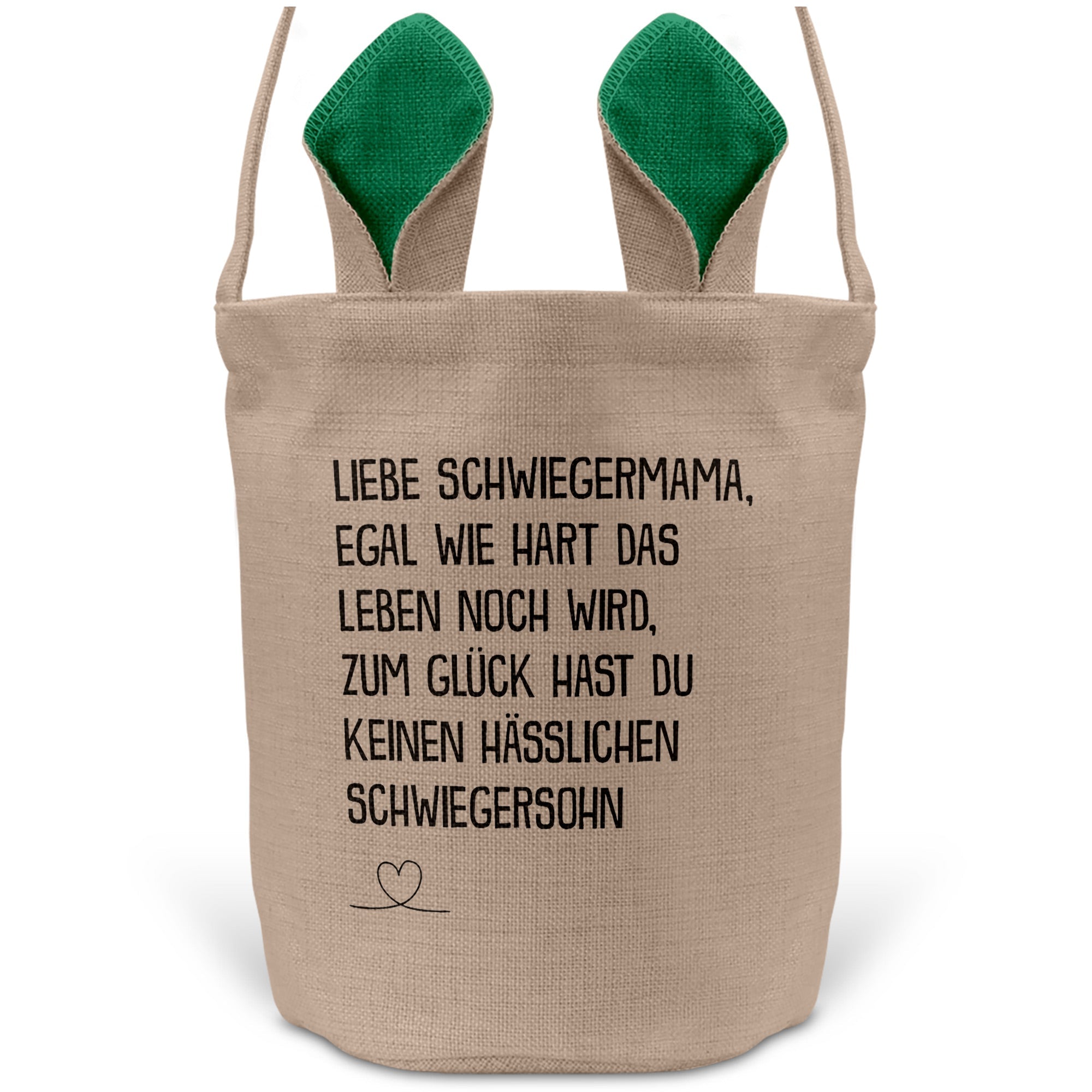 22Feels® Schwiegermama Osterkorb von Schwiegersohn mit Henkel Ostergeschenk Tragetasche Ostern Deko Osternest Körbchen Hasenohren (Beige/Grün)-Ostern Tragetasche-22Feels