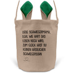 22Feels® Schwiegermama Osterkorb von Schwiegersohn mit Henkel Ostergeschenk Tragetasche Ostern Deko Osternest Körbchen Hasenohren (Beige/Grün)-Ostern Tragetasche-22Feels