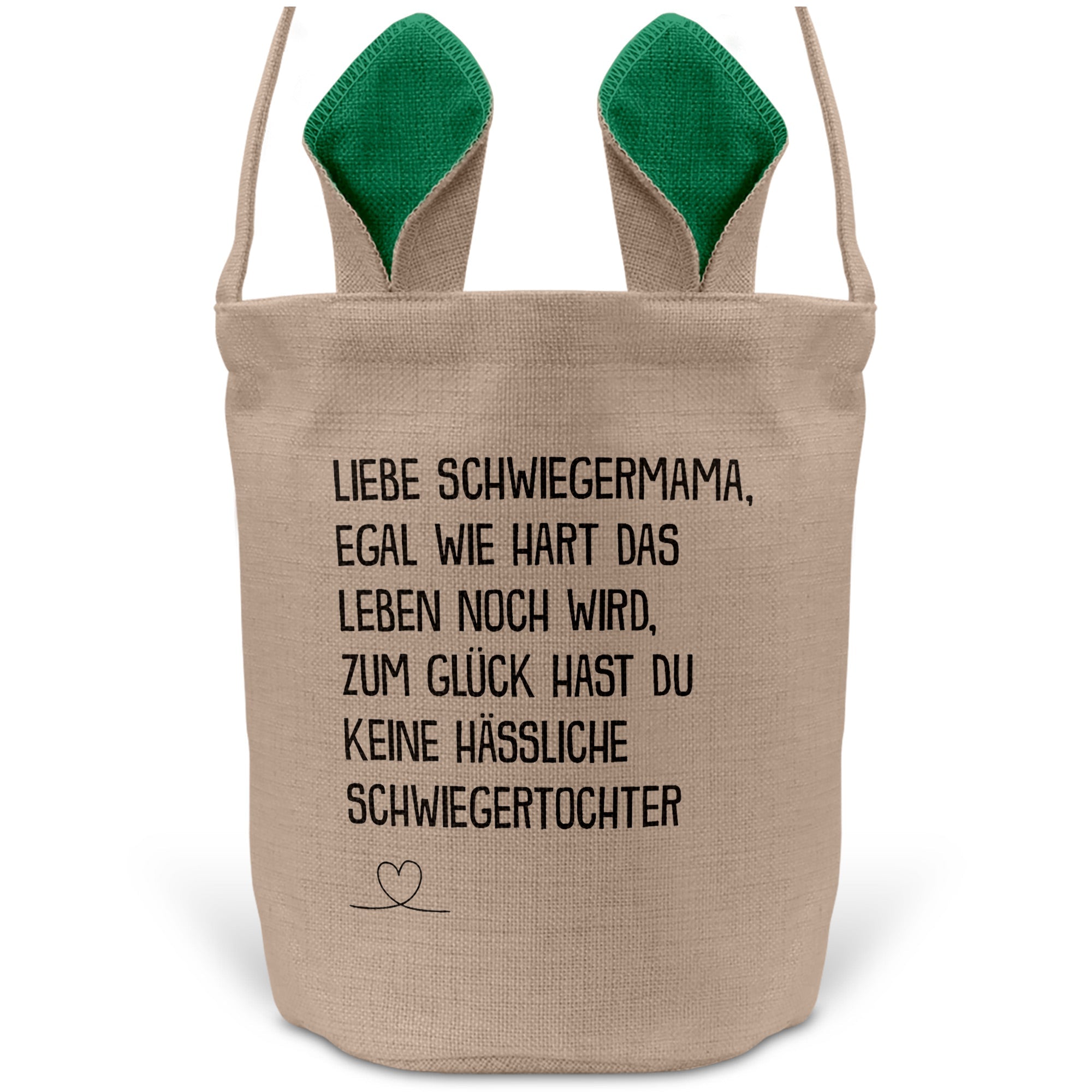 22Feels® Schwiegermama Osterkorb von Schwiegertochter mit Henkel Ostergeschenk Tragetasche Ostern Deko Osternest Körbchen Hasenohren (Beige/Grün)-Ostern Tragetasche-22Feels