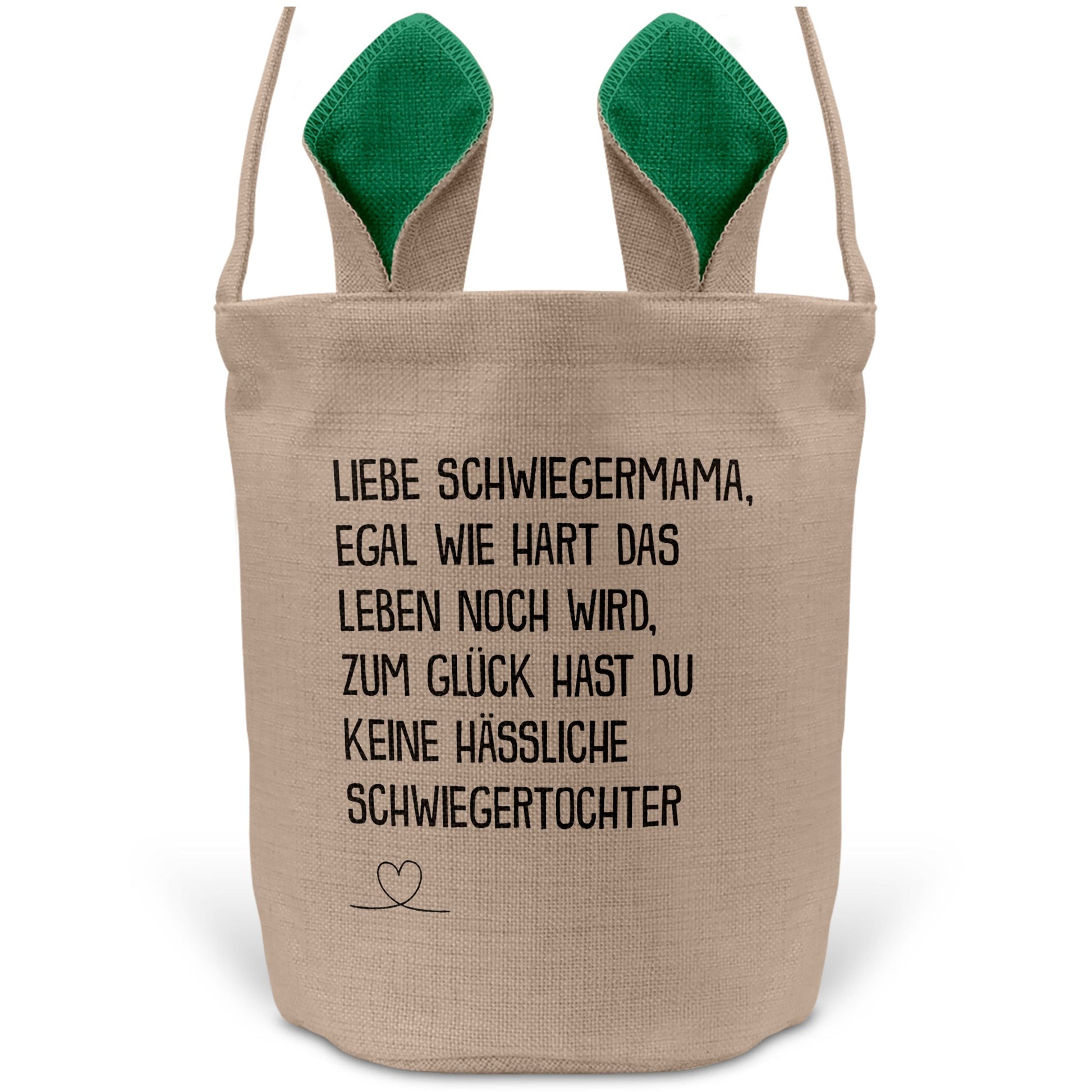 22Feels® Schwiegermama Osterkorb von Schwiegertochter mit Henkel Ostergeschenk Tragetasche Ostern Deko Osternest Körbchen Hasenohren (Beige/Grün)-Ostern Tragetasche-22Feels