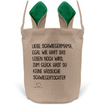 22Feels® Schwiegermama Osterkorb von Schwiegertochter mit Henkel Ostergeschenk Tragetasche Ostern Deko Osternest Körbchen Hasenohren (Beige/Grün)-Ostern Tragetasche-22Feels