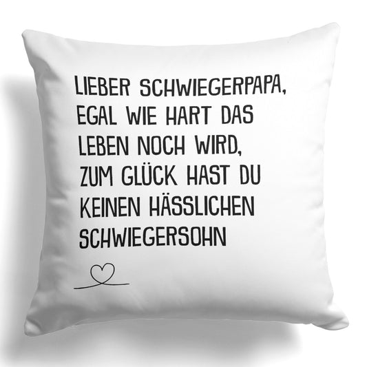 22Feels® Schwiegervater Geschenk vom Schwiegersohn bzw. Bräutigam - Kissen mit Spruch (Weiss 40x40cm)-Kissen Weiss 40x40-22Feels