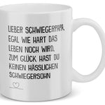 22Feels® Schwiegerpapa Geschenk von Schwiegersohn bzw. Bräutigam - Tasse mit Spruch: Egal Wie Hart (Weiss, 320ml)-Weisse Tasse 320ml-22Feels
