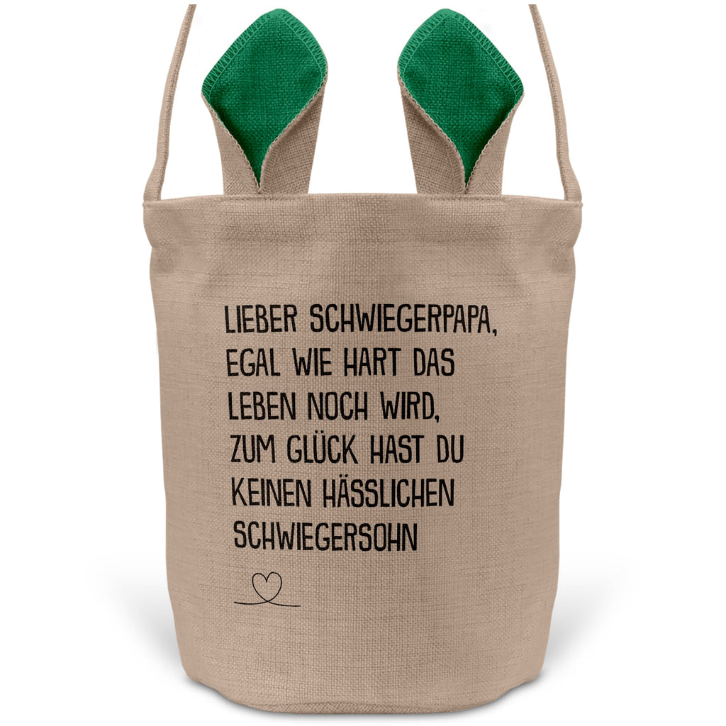 22Feels® Schwiegerpapa Osterkorb von Schwiegersohn mit Henkel Ostergeschenk Tragetasche Ostern Deko Osternest Körbchen Hasenohren (Beige/Grün)-Ostern Tragetasche-22Feels
