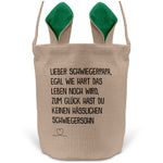 22Feels® Schwiegerpapa Osterkorb von Schwiegersohn mit Henkel Ostergeschenk Tragetasche Ostern Deko Osternest Körbchen Hasenohren (Beige/Grün)-Ostern Tragetasche-22Feels