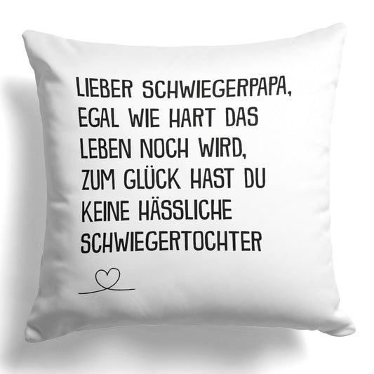 22Feels® Schwiegervater Geschenk von der Schwiegertochter bzw. Braut - Kissen mit Spruch (Weiss 40x40cm)-Kissen Weiss 40x40-22Feels