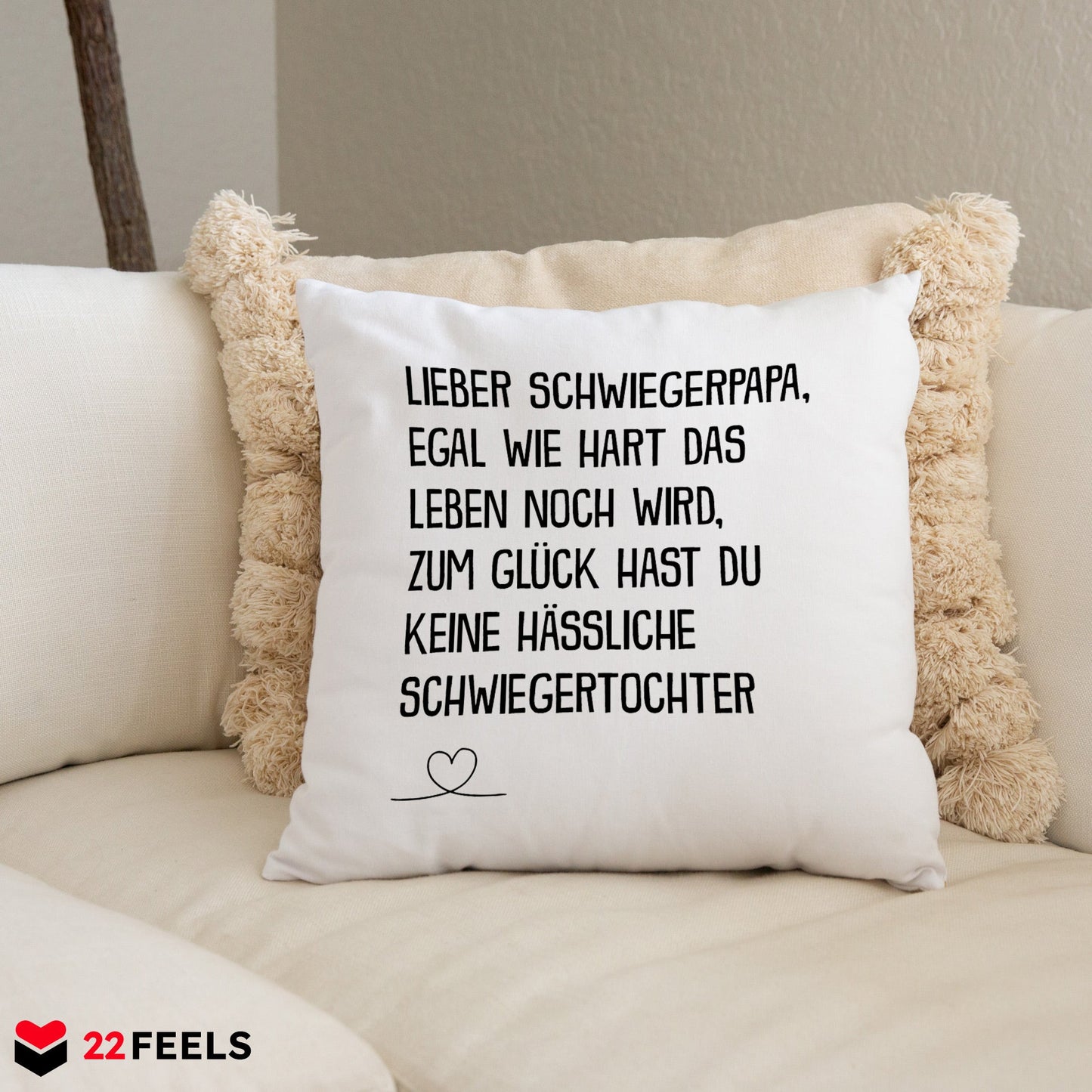 22Feels® Schwiegervater Geschenk von der Schwiegertochter bzw. Braut - Kissen mit Spruch (Weiss 40x40cm)-Kissen Weiss 40x40-22Feels