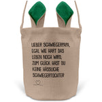 22Feels® Schwiegerpapa Osterkorb von Schwiegertochter mit Henkel Ostergeschenk Tragetasche Ostern Deko Osternest Körbchen Hasenohren (Beige/Grün)-Ostern Tragetasche-22Feels
