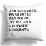 22Feels® Schwiegersohn Geschenk von der Schwiegermama - Kissen mit Spruch (Weiss 40x40cm)-Kissen Weiss 40x40-22Feels