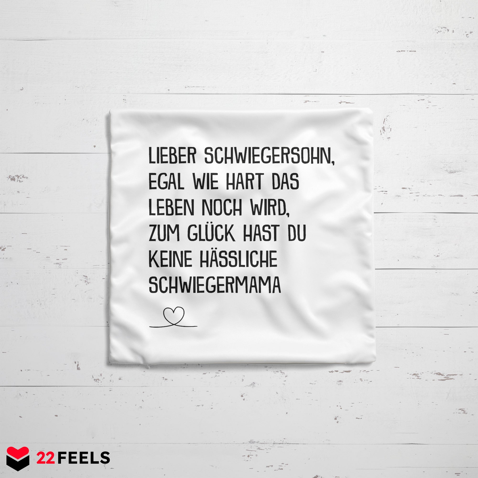 22Feels® Schwiegersohn Geschenk von der Schwiegermama - Kissen mit Spruch (Weiss 40x40cm)-Kissen Weiss 40x40-22Feels