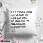 22Feels® Schwiegersohn Geschenk von der Schwiegermama - Kissen mit Spruch (Weiss 40x40cm)-Kissen Weiss 40x40-22Feels