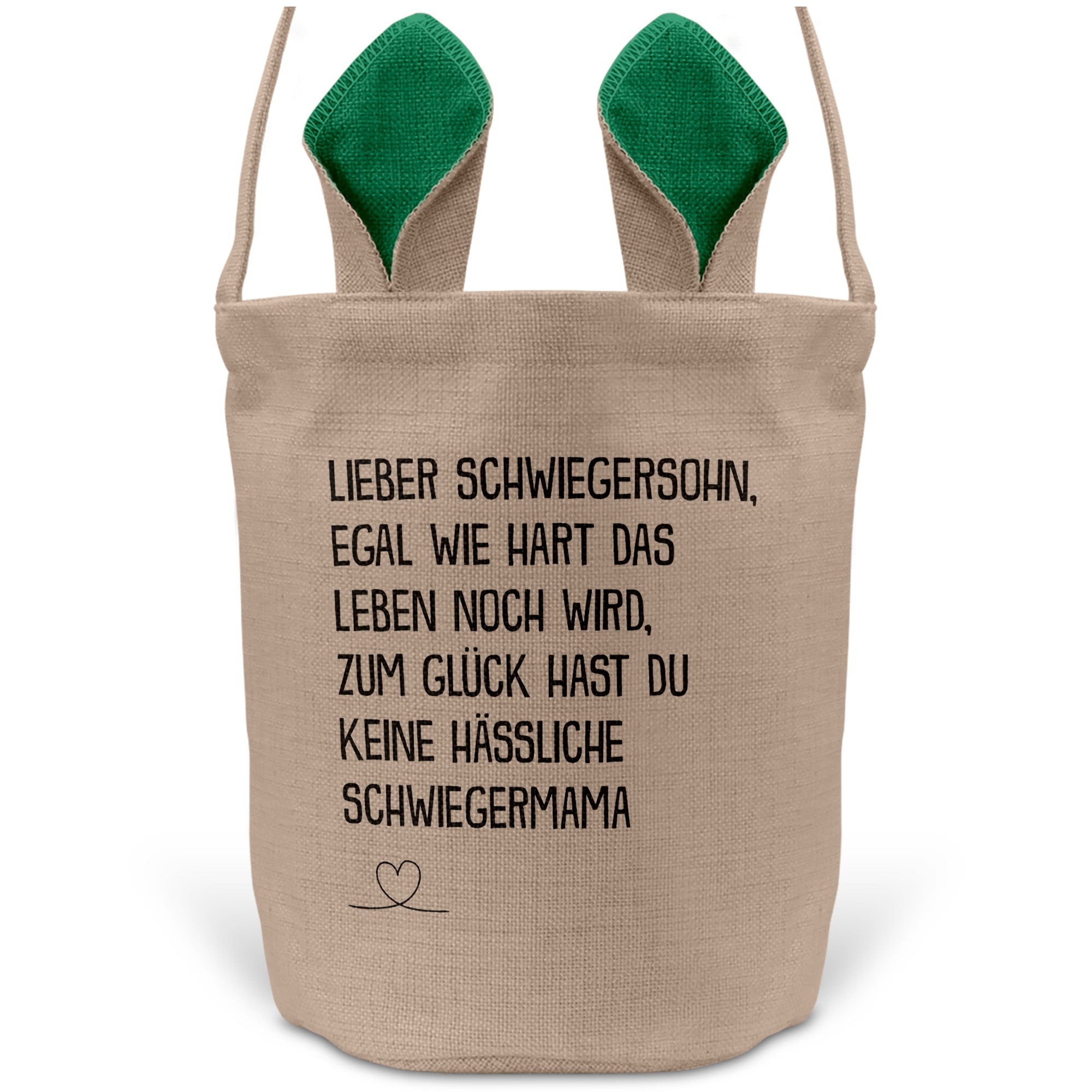 22Feels® Schwiegersohn Osterkorb von Schwiegermama Männer mit Henkel Ostergeschenk Tragetasche Ostern Deko Osternest Körbchen Hasenohren (Beige/Grün)-Ostern Tragetasche-22Feels