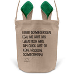 22Feels® Schwiegersohn Osterkorb von Schwiegermama Männer mit Henkel Ostergeschenk Tragetasche Ostern Deko Osternest Körbchen Hasenohren (Beige/Grün)-Ostern Tragetasche-22Feels