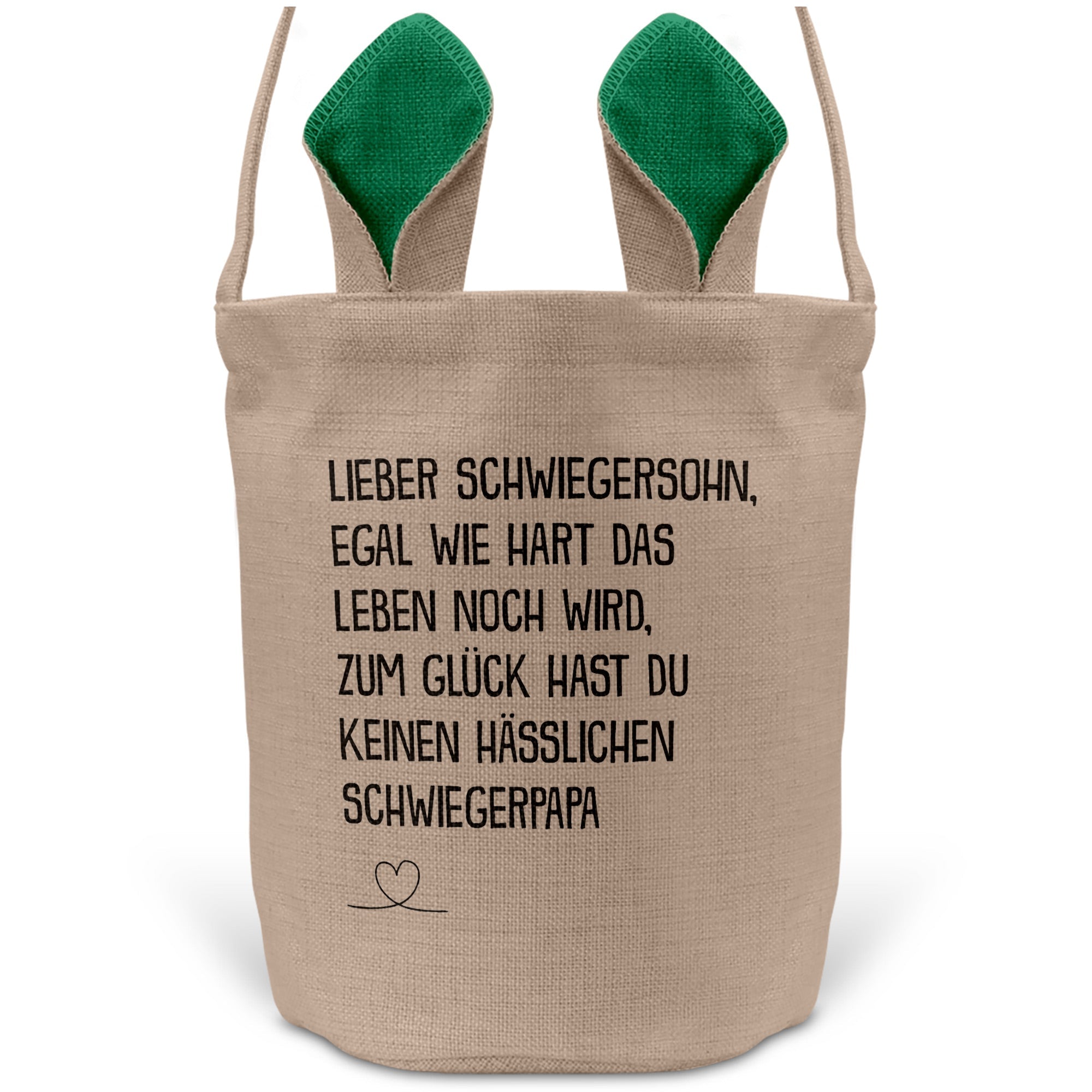 22Feels® Schwiegersohn Osterkorb von Schwiegerpapa Männer mit Henkel Ostergeschenk Tragetasche Ostern Deko Osternest Körbchen Hasenohren (Beige/Grün)-Ostern Tragetasche-22Feels