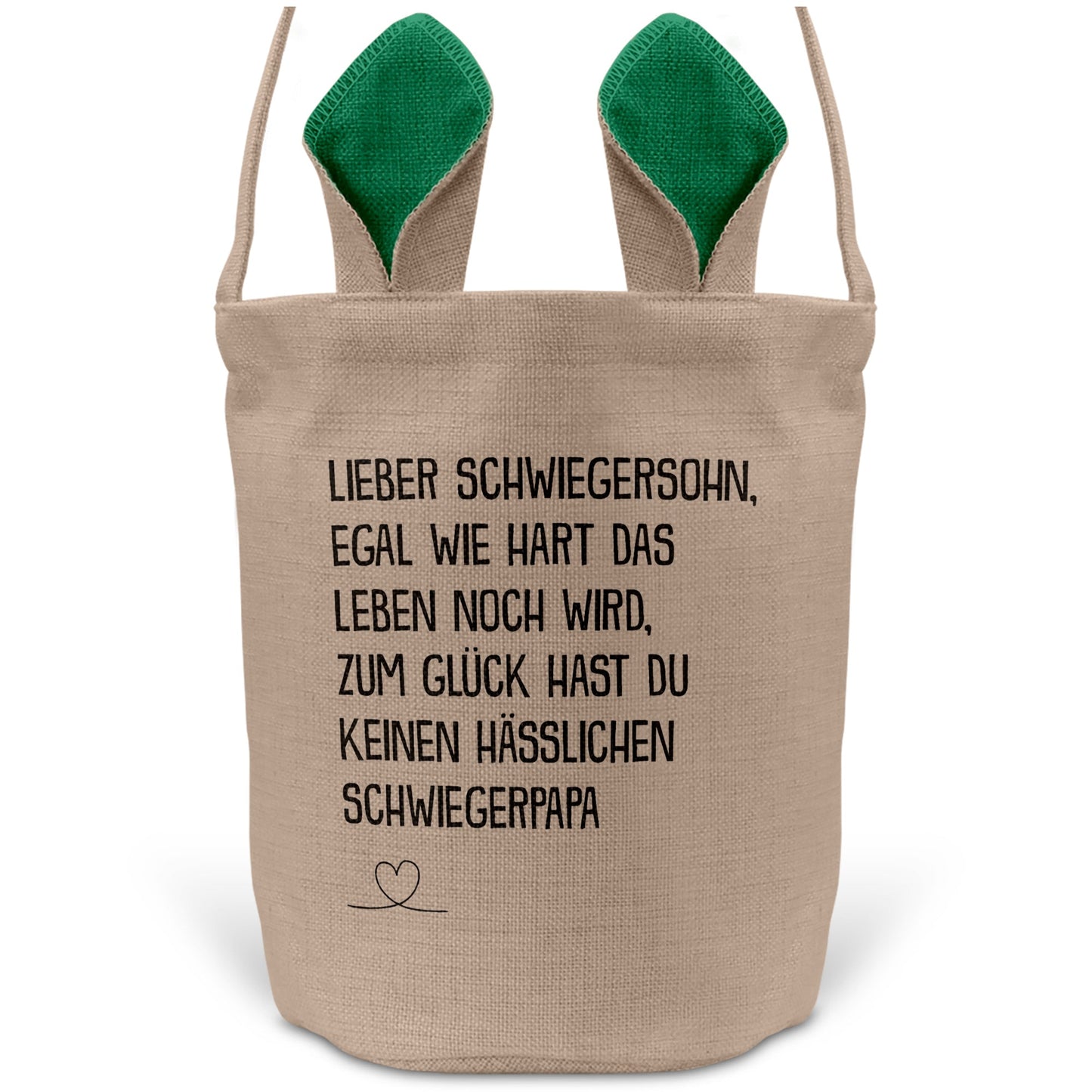 22Feels® Schwiegersohn Osterkorb von Schwiegerpapa Männer mit Henkel Ostergeschenk Tragetasche Ostern Deko Osternest Körbchen Hasenohren (Beige/Grün)-Ostern Tragetasche-22Feels