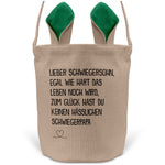 22Feels® Schwiegersohn Osterkorb von Schwiegerpapa Männer mit Henkel Ostergeschenk Tragetasche Ostern Deko Osternest Körbchen Hasenohren (Beige/Grün)-Ostern Tragetasche-22Feels