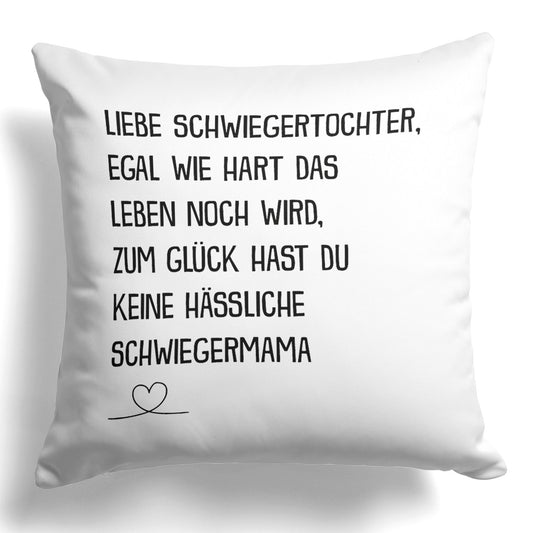 22Feels® Schwiegertochter Geschenk von der Schwiegermama - Kissen mit Spruch (Weiss 40x40cm)-Kissen Weiss 40x40-22Feels