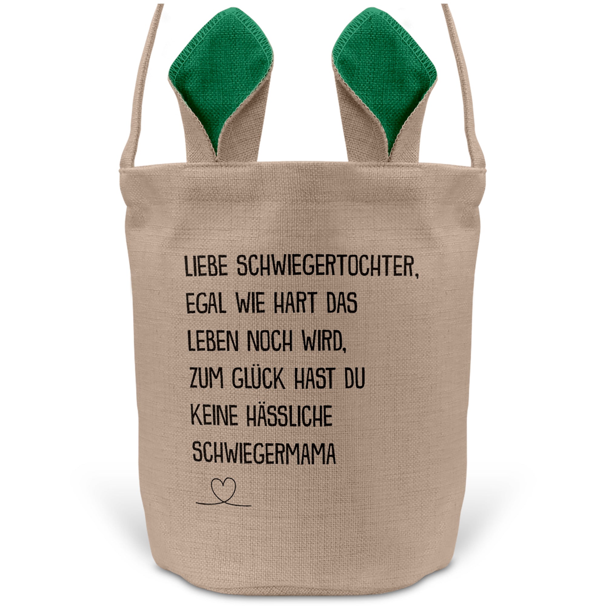 22Feels® Schwiegertochter Osterkorb von Schwiegermama Frauen mit Henkel Ostergeschenk Tragetasche Ostern Deko Osternest Körbchen Hasenohren (Beige/Grün)-Ostern Tragetasche-22Feels