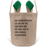 22Feels® Schwiegertochter Osterkorb von Schwiegermama Frauen mit Henkel Ostergeschenk Tragetasche Ostern Deko Osternest Körbchen Hasenohren (Beige/Grün)-Ostern Tragetasche-22Feels