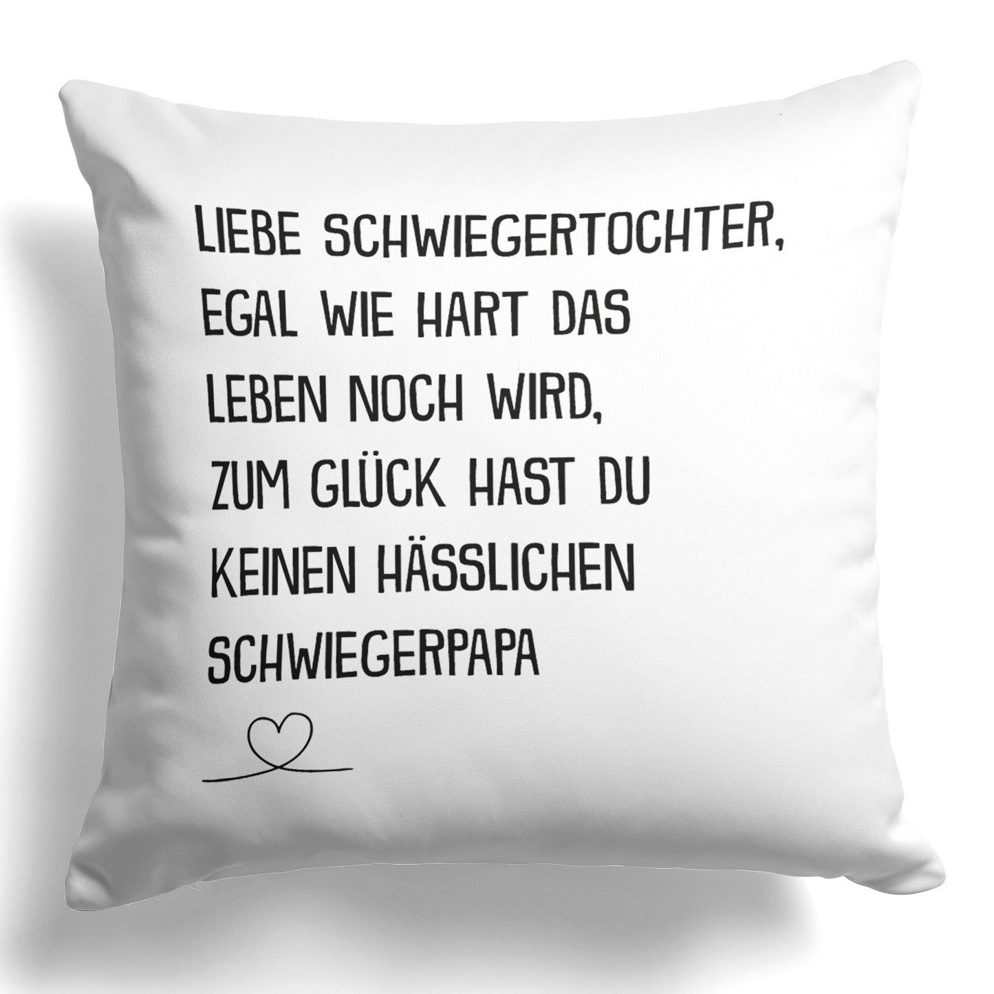 22Feels® Schwiegertochter Geschenk vom Schwiegerpapa - Kissen mit Spruch (Weiss 40x40cm)-Kissen Weiss 40x40-22Feels