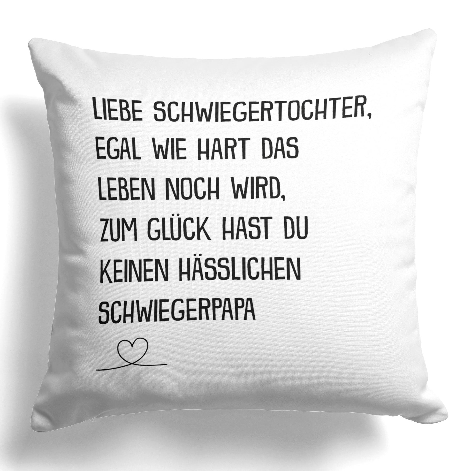 22Feels® Schwiegertochter Geschenk vom Schwiegerpapa - Kissen mit Spruch (Weiss 40x40cm)-Kissen Weiss 40x40-22Feels