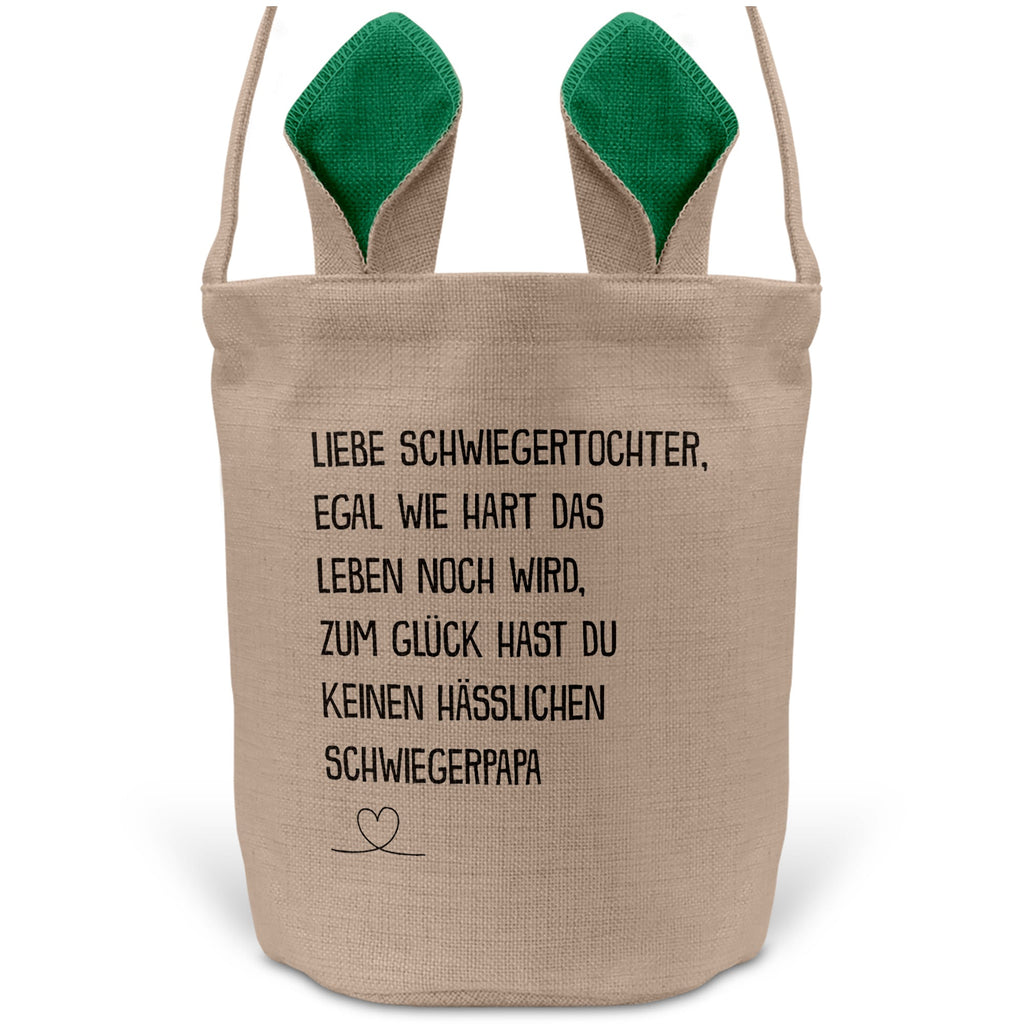 22Feels® Schwiegertochter Osterkorb von Schwiegerpapa Frauen mit Henkel Ostergeschenk Tragetasche Ostern Deko Osternest Körbchen Hasenohren (Beige/Grün)-Ostern Tragetasche-22Feels