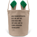 22Feels® Schwiegertochter Osterkorb von Schwiegerpapa Frauen mit Henkel Ostergeschenk Tragetasche Ostern Deko Osternest Körbchen Hasenohren (Beige/Grün)-Ostern Tragetasche-22Feels