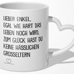 22Feels® Enkel Geschenk von Oma und Opa - Tasse mit Spruch (Herzhenkel, Weiss, 320ml)-Tasse Weiss Herzhenkel 320ml-22Feels
