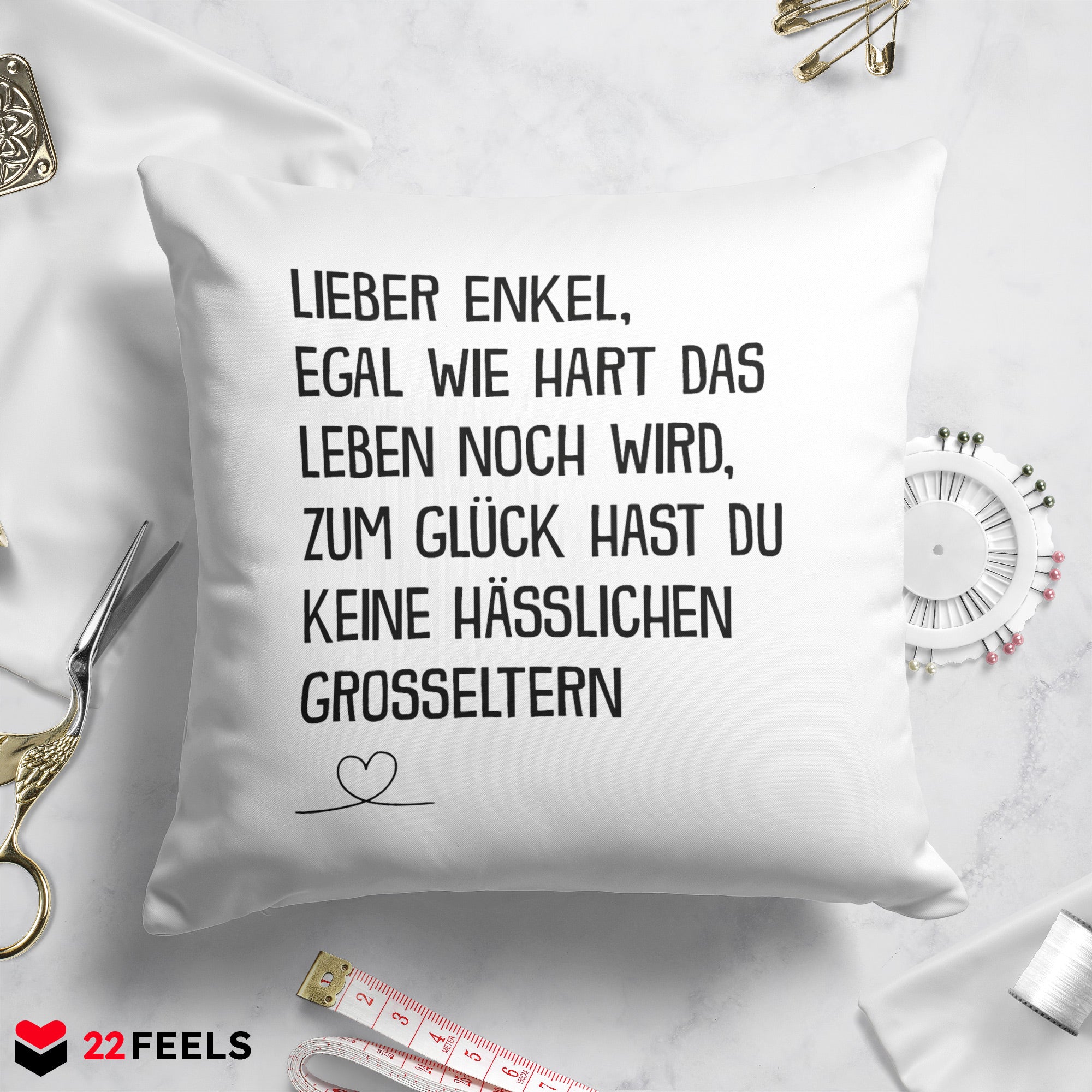 22Feels® Enkel Geschenk - Kissen mit Spruch (Weiss 40x40cm)-Kissen Weiss 40x40-22Feels