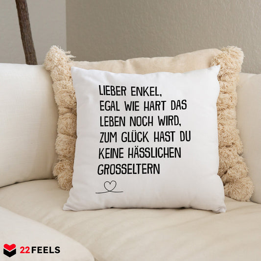 22Feels® Enkel Geschenk - Kissen mit Spruch (Weiss 40x40cm)-Kissen Weiss 40x40-22Feels